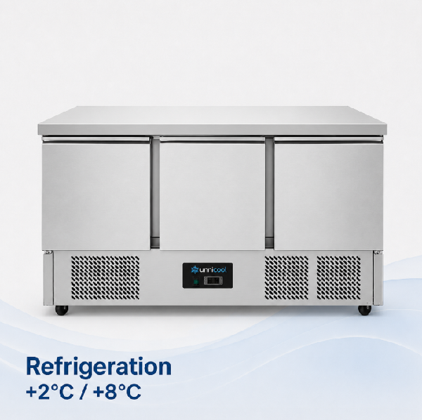 Refrigerated Workbench | 3 portes (1/1 GN) | +2°C / +8°C | 137x70x85(h) cm - Unninox