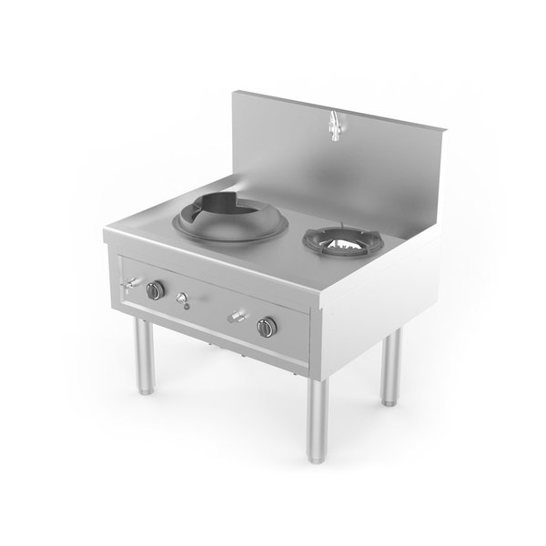Wok Stove | gaz | 1 Wok Burner + 1 Soup Burner | 36.7kW | 1000x850x1100mm - Unninox