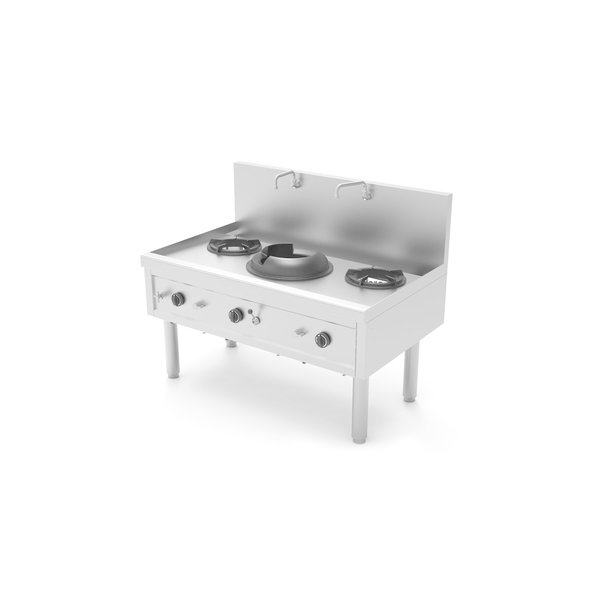 Wok Stove | gaz | 1 Wok Burner + 2 Soup Burners | 45.9kW | 1390x850x1100mm - Unninox