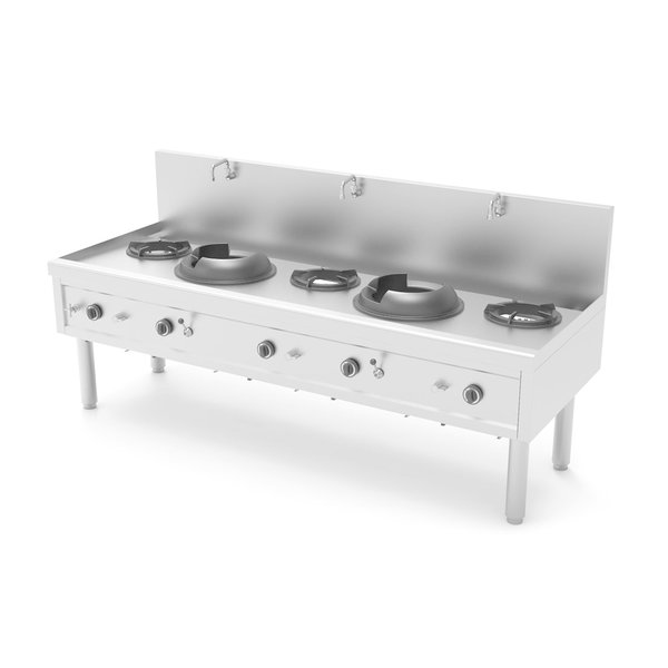 Wok Stove | gaz | 2 Wok Burners + 3 Soup Burners | 82.6kW | 2310x850x1100mm - Unninox
