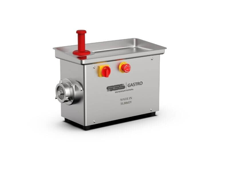 Hachoir à viande professionnel en inox SGS Gastro, tête amovible, 100 kg/h, 550 W, appareil robuste pour la viande.