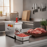 Hachoir à viande professionnel SGS Gastro en inox, tête amovible, 100 kg/h, 550 W, pour une utilisation efficace en cuisine.