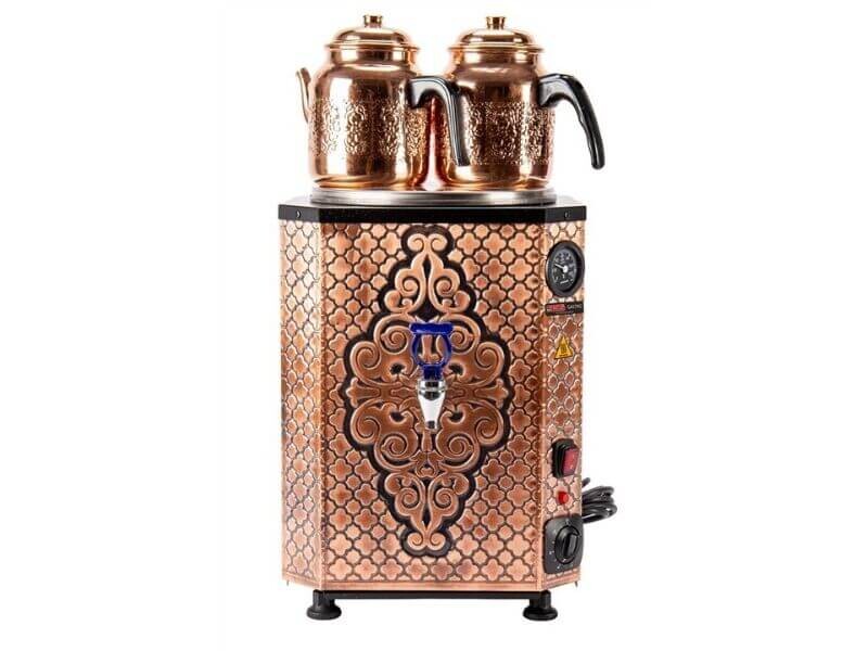 Samovar professionnel cuivre – 10 L – 2 théières