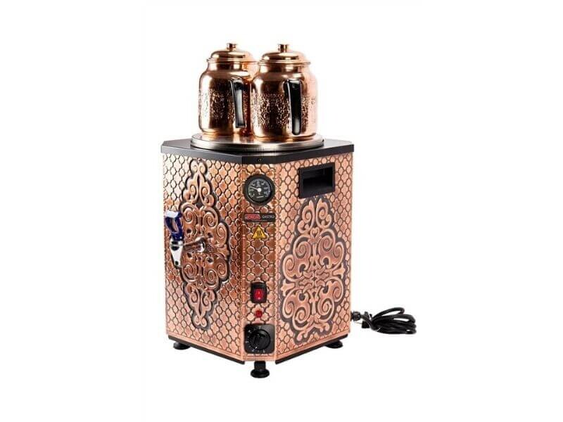 Samovar professionnel cuivre – 10 L – 2 théières