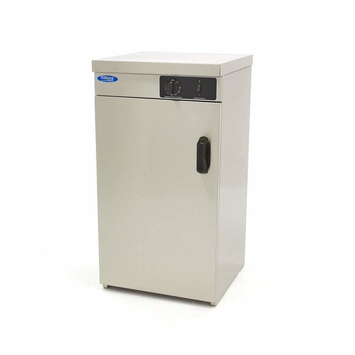 Armoire chauffante Maxima pour réchauffeur de plaques, capacité de 60 plaques jusqu’à Ø32 cm, porte en acier robuste.