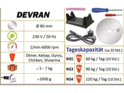 Couteau à kebab électrique professionnel – Devran – 80 mm