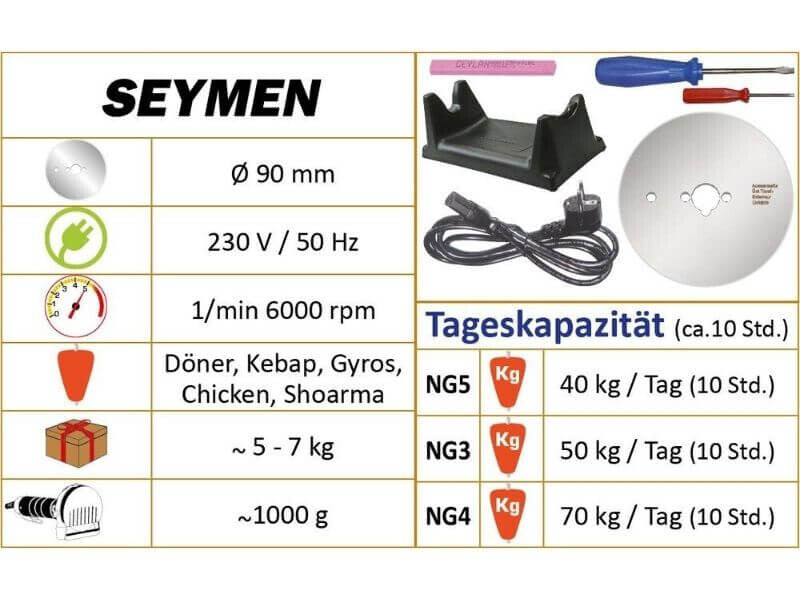 Couteau à kebab électrique professionnel – Seymen – 90 mm
