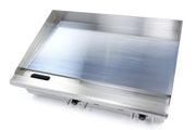 Plaque de gril professionnelle Maxima en chrome lisse de 73 cm avec plateau d'égouttement, adaptée pour 400V.