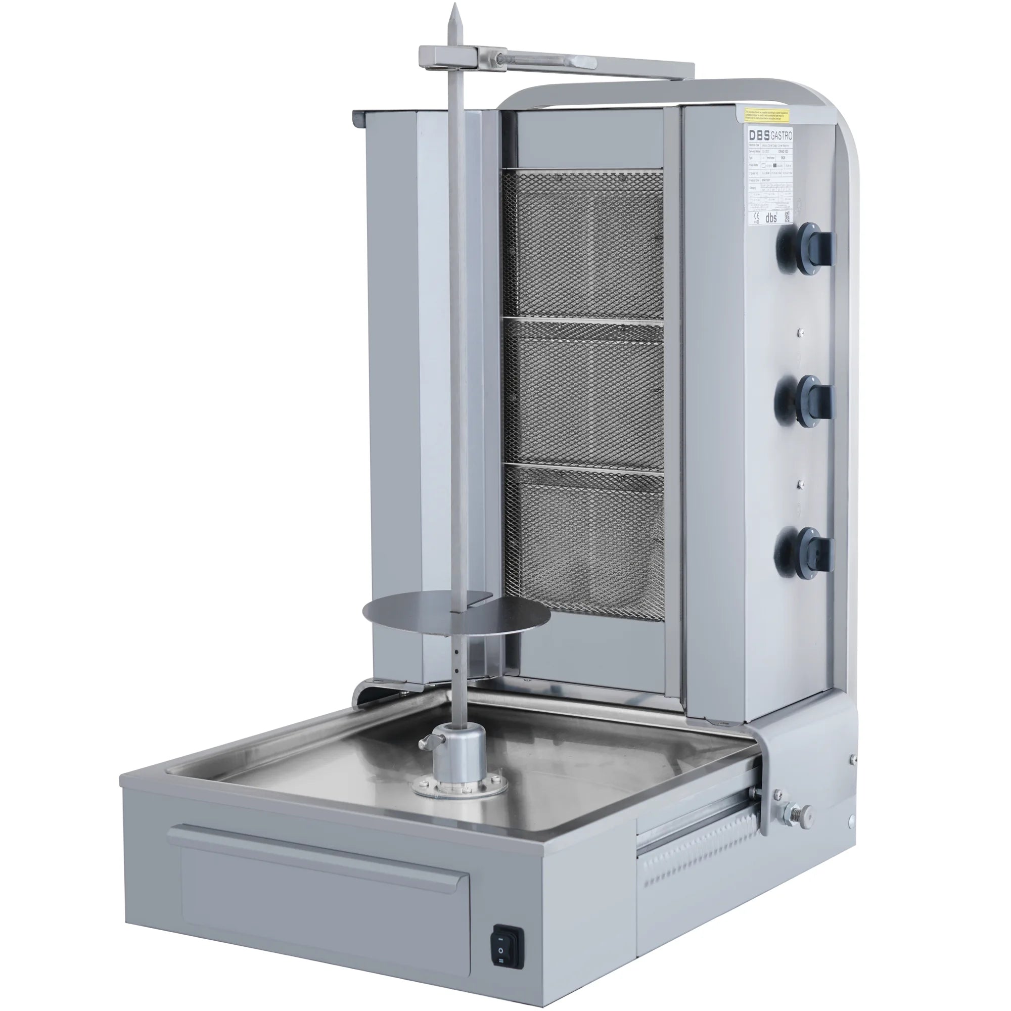 AKS-MKGB-03 | Machine à kebab à gaz 3 feux – 40 kg – moteur inférieur