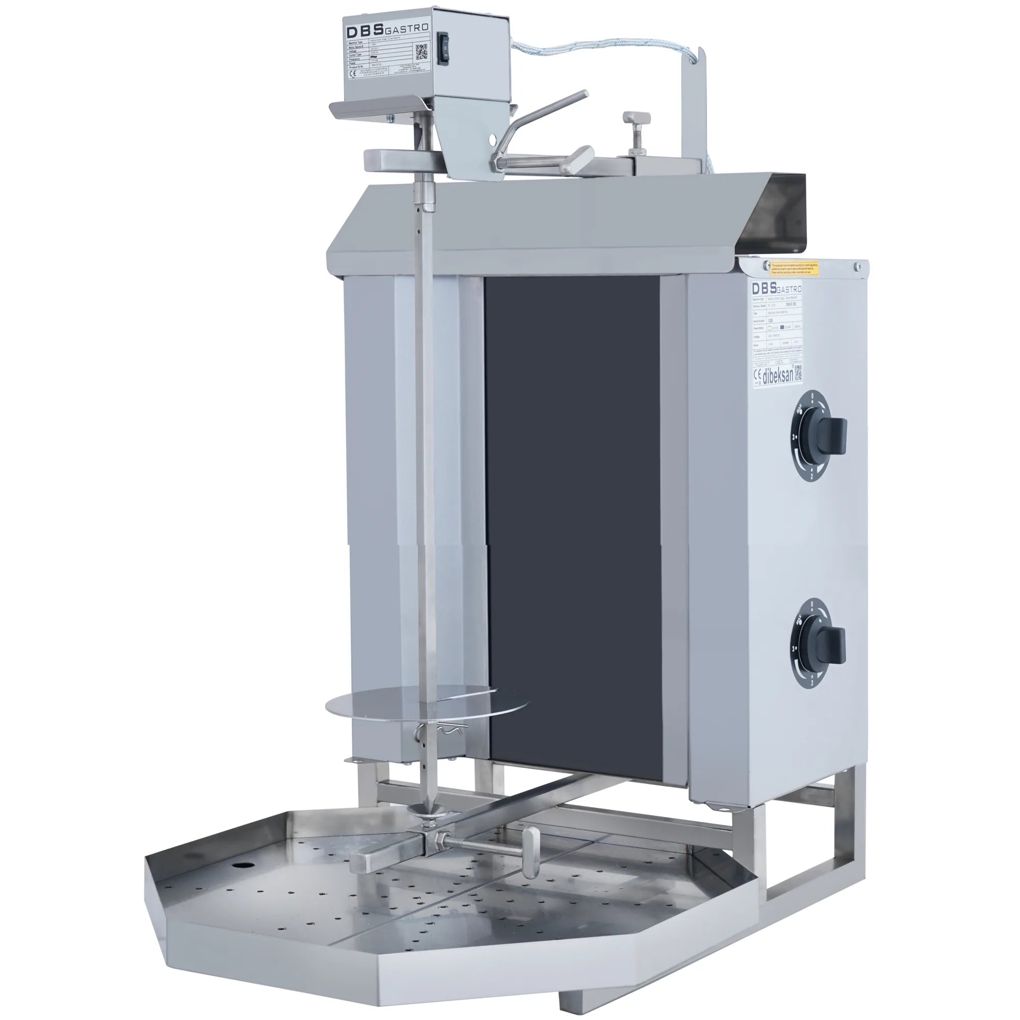 AKS-MKEH-02 | Machine à kebab électrique 2 feux – 15 kg – moteur supérieur