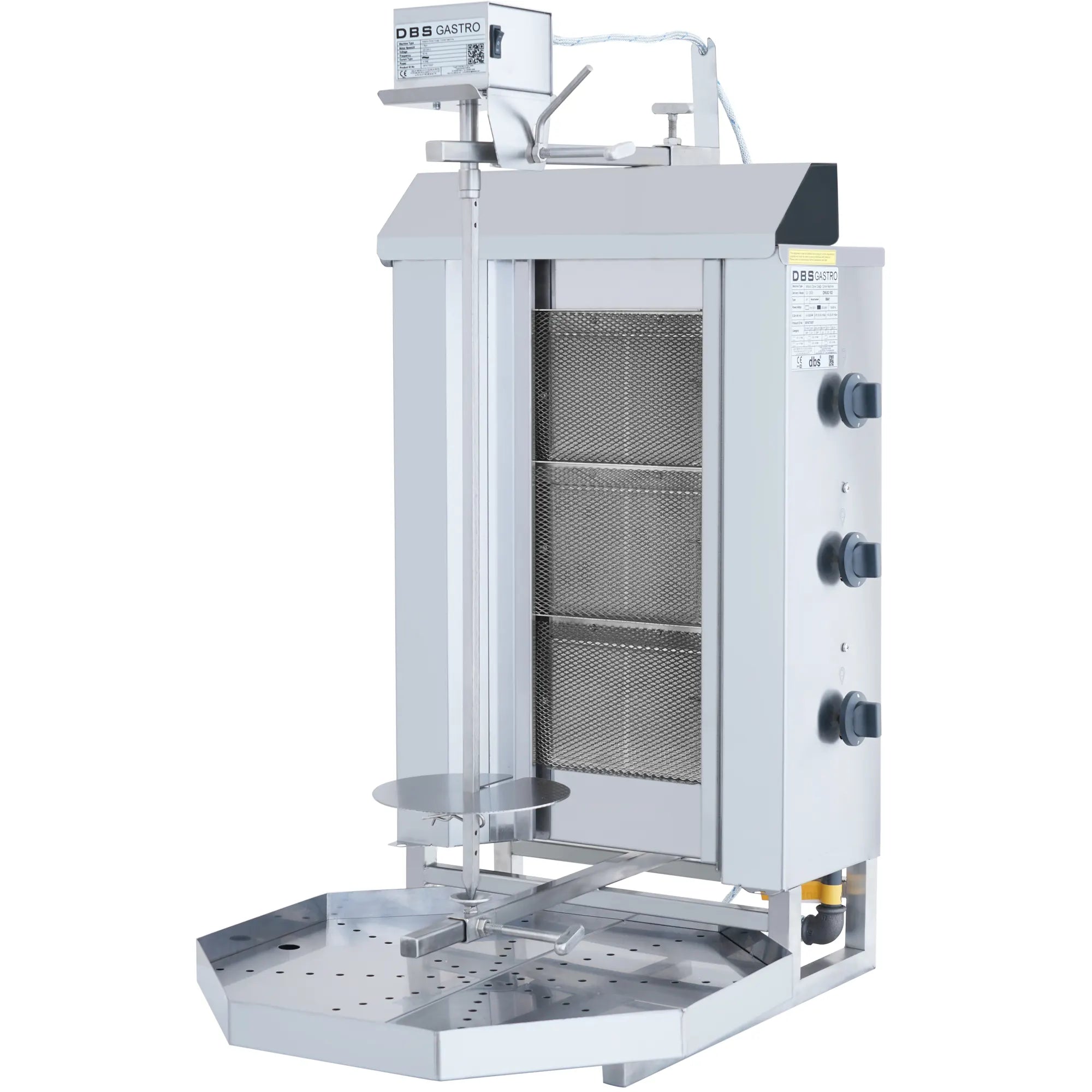 AKS-MKGH-03 | Machine à kebab à gaz 3 feux – 25 kg – moteur supérieur
