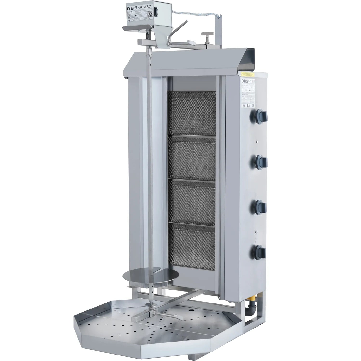 AKS-MKGH-04 | Machine à kebab à gaz 4 feux – 50 kg – moteur supérieur