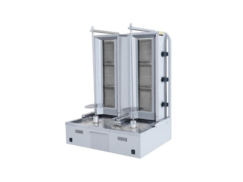 Gril à kebab double gaz professionnel – 3+3 brûleurs – moteur bas