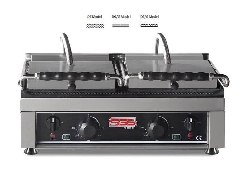 Double grill panini professionnel rainuré/rainuré – 2 x 2 kW - SGS-TG-5530-DE - image 1