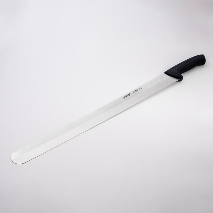 Couteau à döner noir Ecco Dönermesser 50 cm, équipement CHR de la marque SGS Gastro, avec lame large et tranchante.
