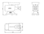 Hachoir à viande professionnel SGS Gastro Ecoline 120-230 V, 0,85 kW, vue de l'appareil avec accessoires.