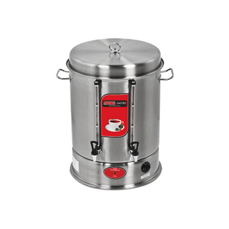 Samovar professionnel en inox SGS Gastro, capacité de 23 L et puissance de 2,5 kW, pour préparer du thé chaud.