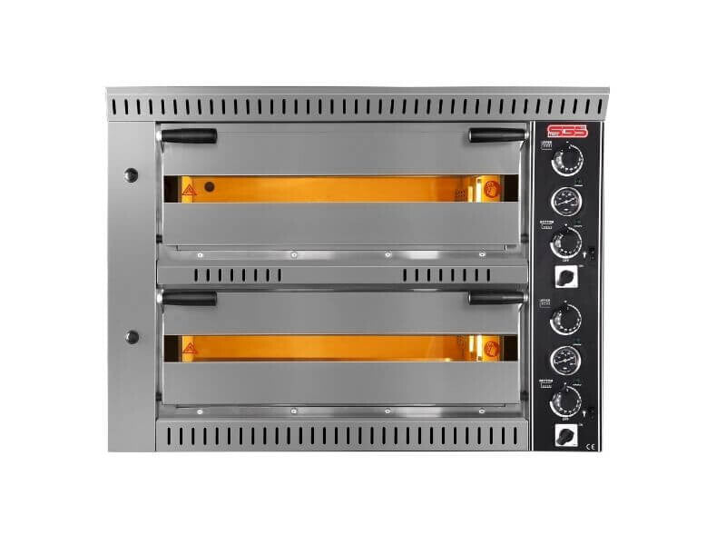 Four à pizza électrique double chambre avec hotte – 6+6 pizzas Ø34 cm - SGS-PO-70105-DE/T - image 1