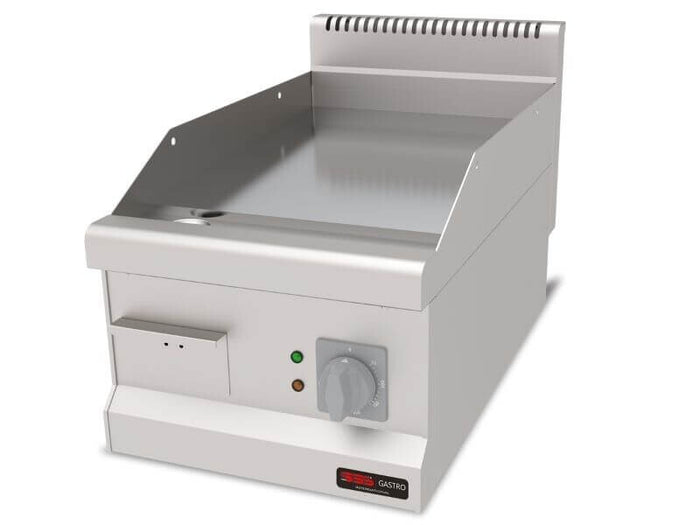Plaque à snacker électrique lisse SGS Gastro, 3,6 kW, série 700, surface en chrome dur pour une cuisson uniforme.