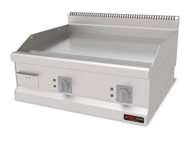 Plaque à snacker électrique lisse SGS Gastro, 7,2 kW, série 70, surface en chrome dur, pour cuisine professionnelle.