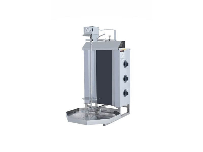 Gril à kebab électrique professionnel – 3 brûleurs – 30 kg – moteur haut