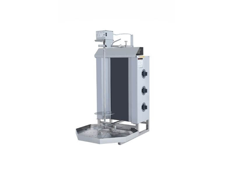 Gril à kebab électrique professionnel – 3 brûleurs – 30 kg – moteur haut