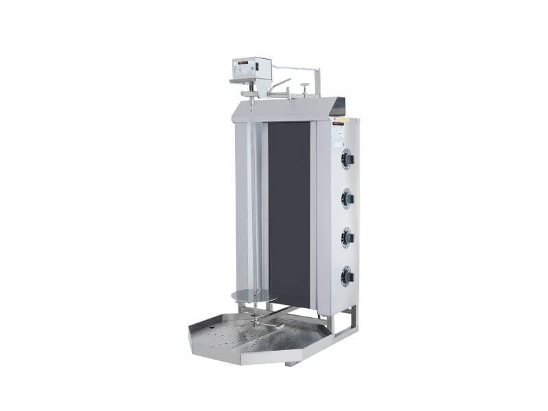 Électrique gril à gyros – gril à kebab avec moteur en haut – 4 brûleur – max. 50 kg – avec portes battantes