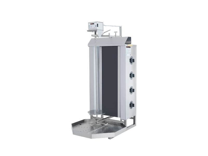 Électrique gril à gyros – gril à kebab avec moteur en haut – 4 brûleur – max. 50 kg – avec portes battantes