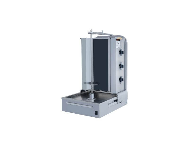 Gril à kebab électrique professionnel – 3 brûleurs – 30 kg – moteur bas