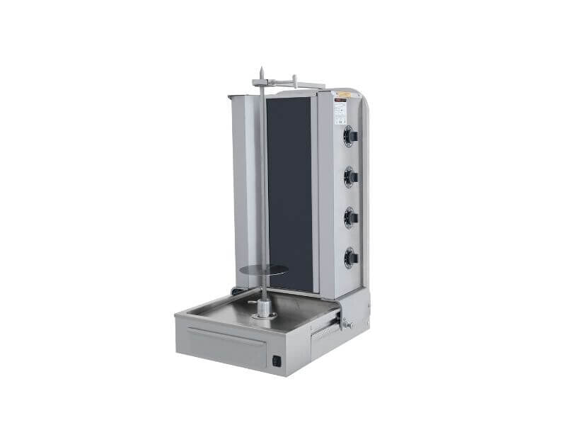 Électrique gril à gyros – gril à kebab avec moteur en bas – 4 brûleur – max. 70 kg – avec portes battantes