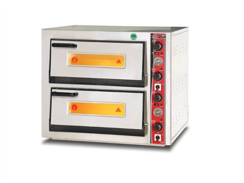 Four à pizza électrique – 4+4 pizzas Ø 25 cm – avec thermomètre - SGS-PO-5252-DE-T