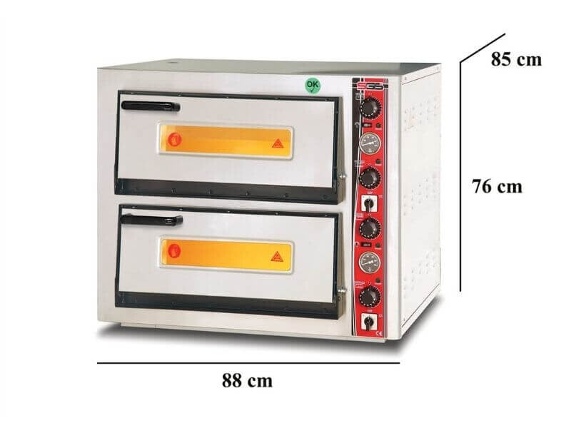 Four à pizza électrique – 4+4 pizzas Ø 30 cm – avec thermomètre – format large - SGS-PO-6262-DE-T - image 2