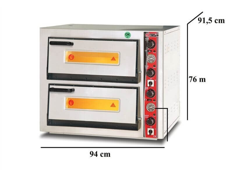 Four à pizza électrique – 4+4 pizzas Ø 33 cm – avec thermomètre – format large - SGS-PO-6868-DE-T - image 2