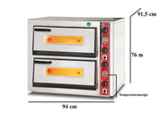 Four à pizza électrique – 4+4 pizzas Ø 33 cm – avec thermomètre – format large - SGS-PO-6868-DE-T - image 3