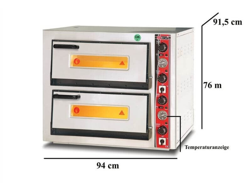 Four à pizza électrique – 4+4 pizzas Ø 33 cm – avec thermomètre – format large - SGS-PO-6868-DE-T - image 3