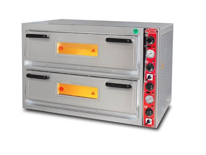 Four à pizza électrique – 6+6 pizzas Ø 30 cm – avec thermomètre – format large - SGS-PO-9262-DE-T