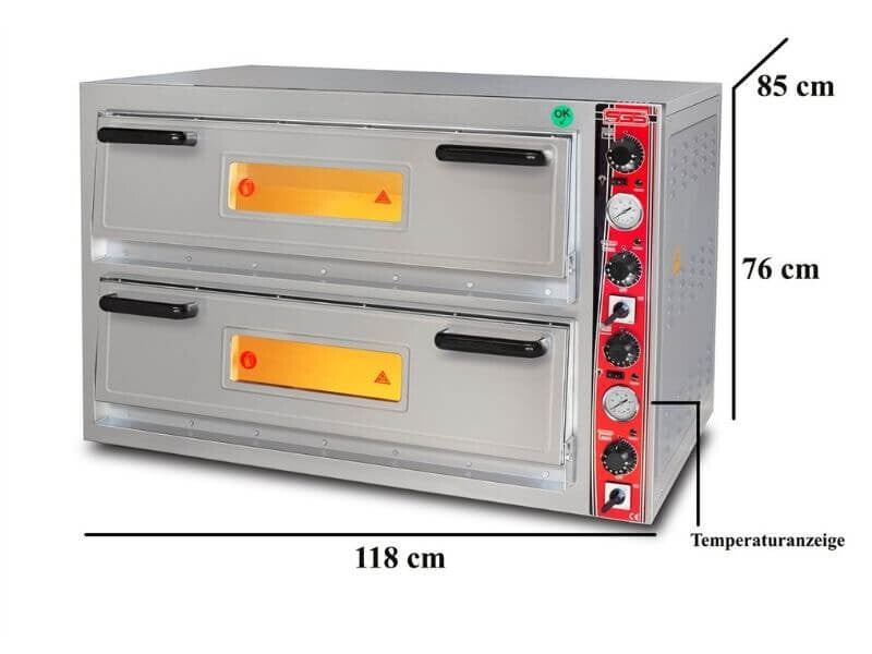 Four à pizza électrique – 6+6 pizzas Ø 30 cm – avec thermomètre – format large - SGS-PO-9262-DE-T - image 3