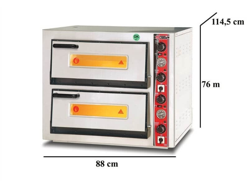 Four à pizza électrique – 6+6 pizzas Ø 30 cm – avec thermomètre – format profond - SGS-PO-6292-DE-T - image 2