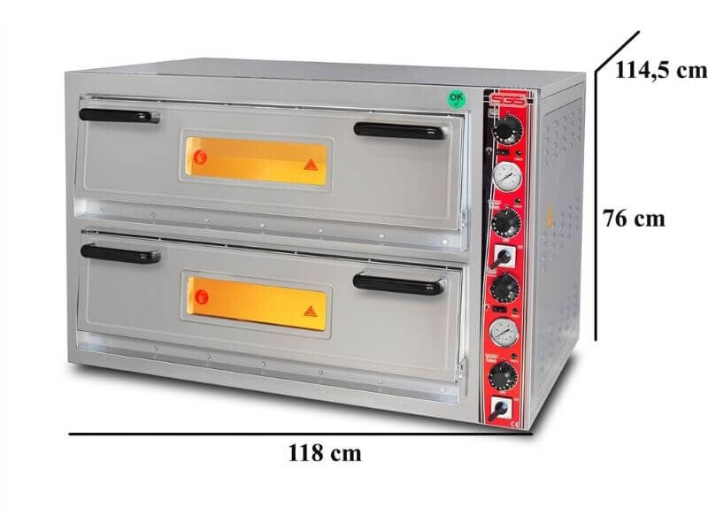 Four à pizza électrique – 9+9 pizzas Ø 30 cm – avec thermomètre – format large - SGS-PO-9292-DE-T - image 2