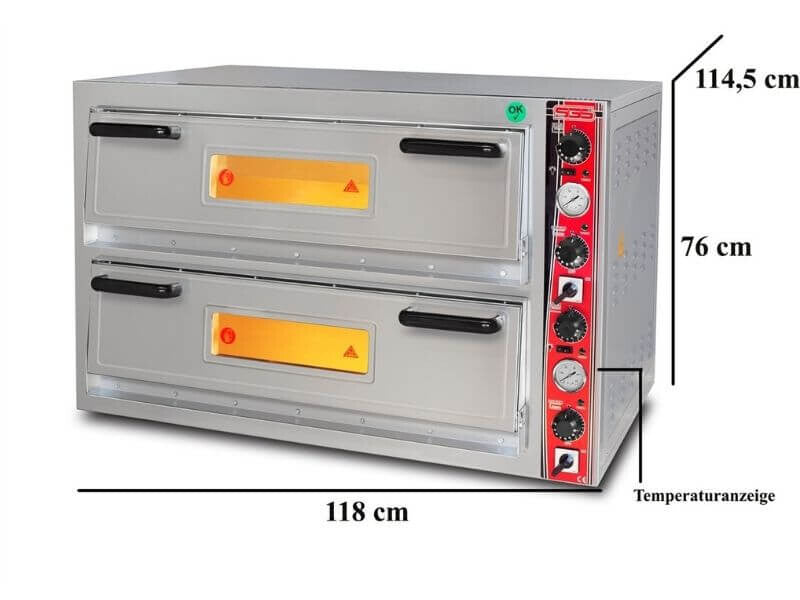 Four à pizza électrique – 9+9 pizzas Ø 30 cm – avec thermomètre – format large - SGS-PO-9292-DE-T - image 3