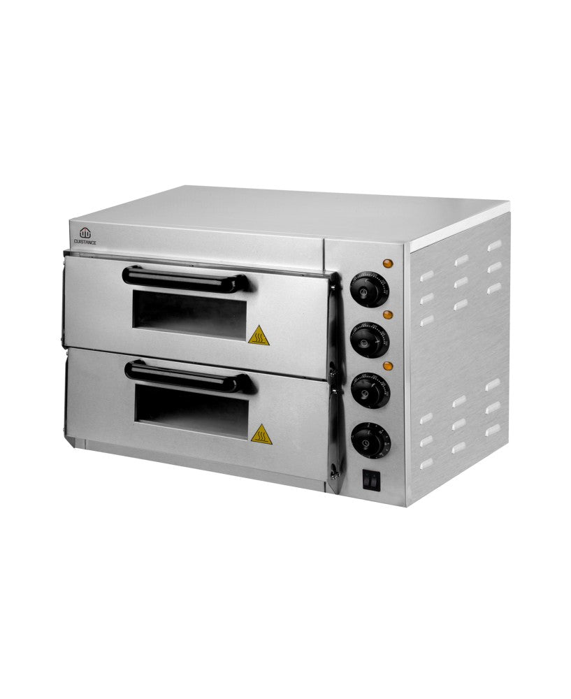 Four à pizza Cuistance, modèle snackings, en acier, avec porte et surface de cuisson pour pizzas, dimensions L 560 × P 570 × H 440 mm