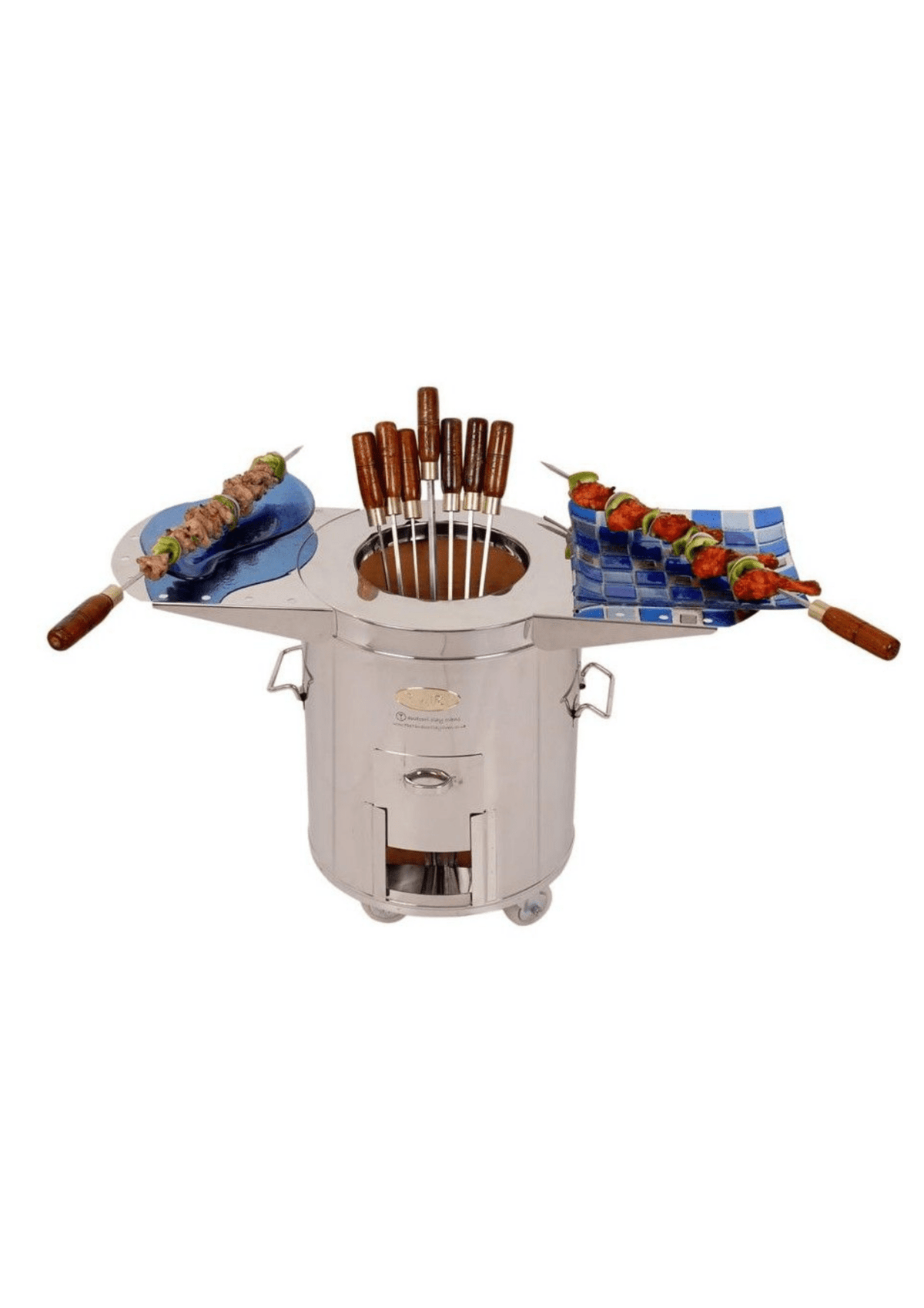 Four tandoori maison PURI Premium en acier avec porte et cheminée pour cuisson traditionnelle.