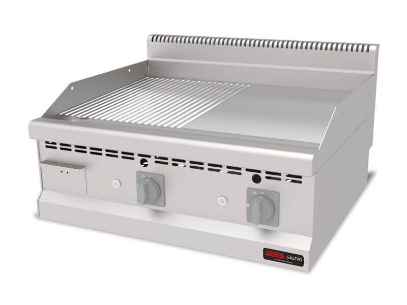 Plaque à snacker gaz lisse + rainurée – 12,6 kW – Série 700