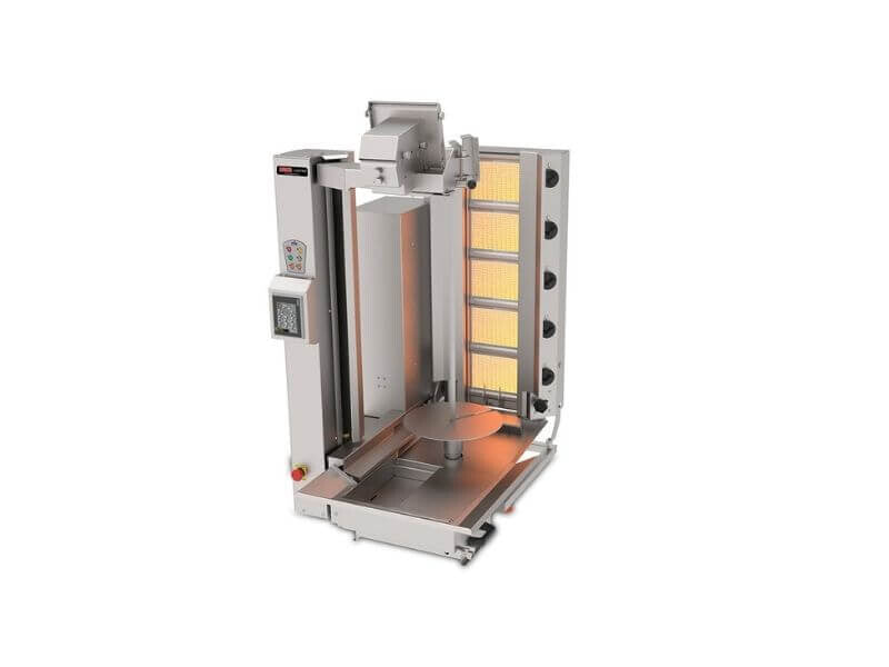 Gaz Döner Roboter avec moteur en bas – 5 brûleur gaz Gyrosroboter – max. 120 kg