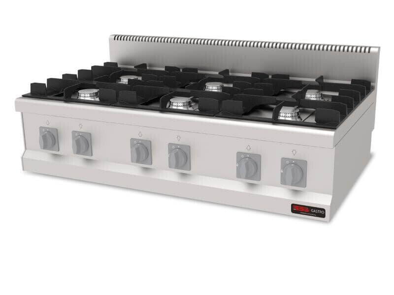 Cuisinière à gaz professionnelle 6 brûleurs – 6,3 kW