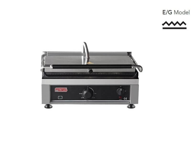Grill de contact professionnel – plaques lisse + rainurée – 2,1 kW