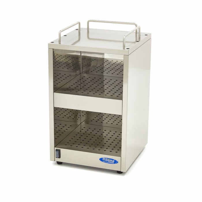 Armoire chauffante Maxima pour 72 tasses avec 2 étagères, modèle de table, rangement pratique pour tasses à café.