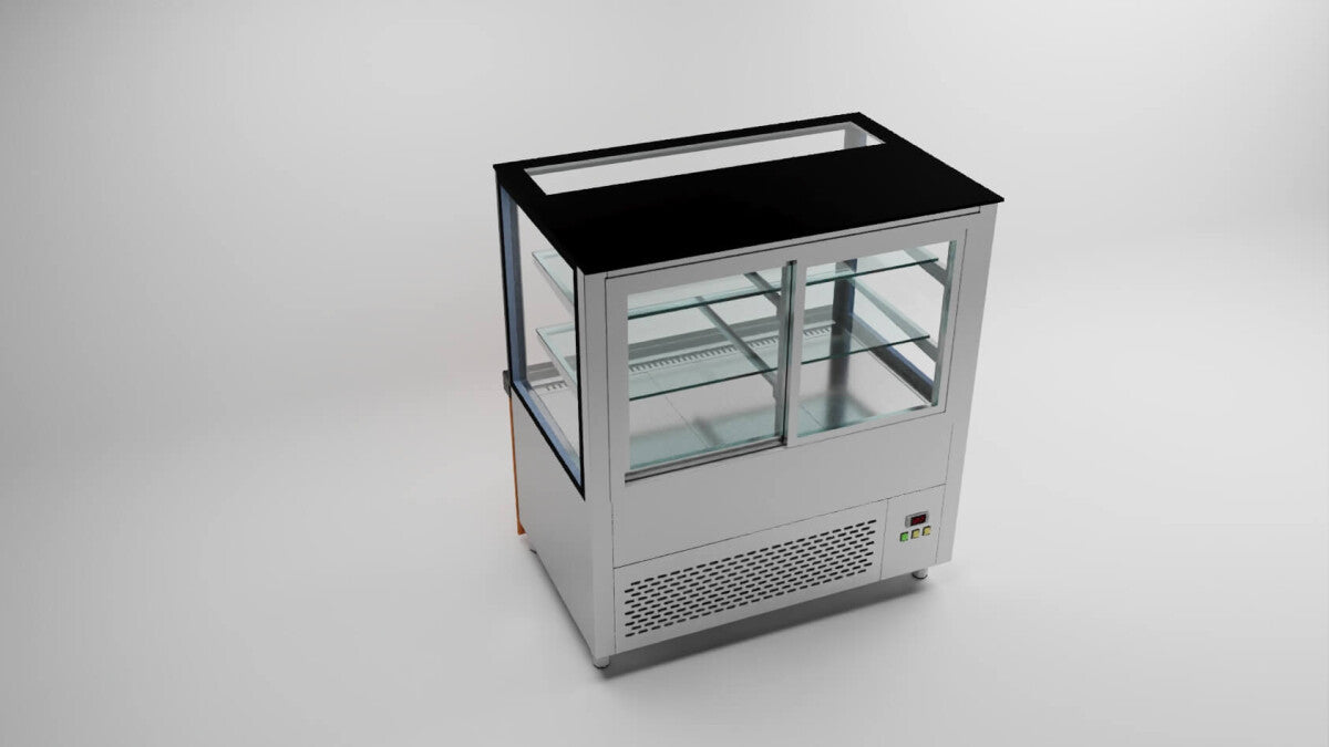 Vitrine réfrigérée professionnelle – 100 cm – 2 étagères – façade bois