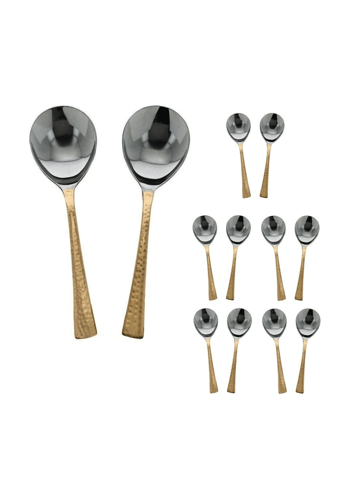 Lot de 12 cuillères en vaisselle indienne PURI, design traditionnel, parfait pour servir ou déguster des plats culturels.