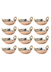 Lot de 12 karahis en vaisselle indienne PURI, bols en acier inoxydable pour cuisine et service authentique.